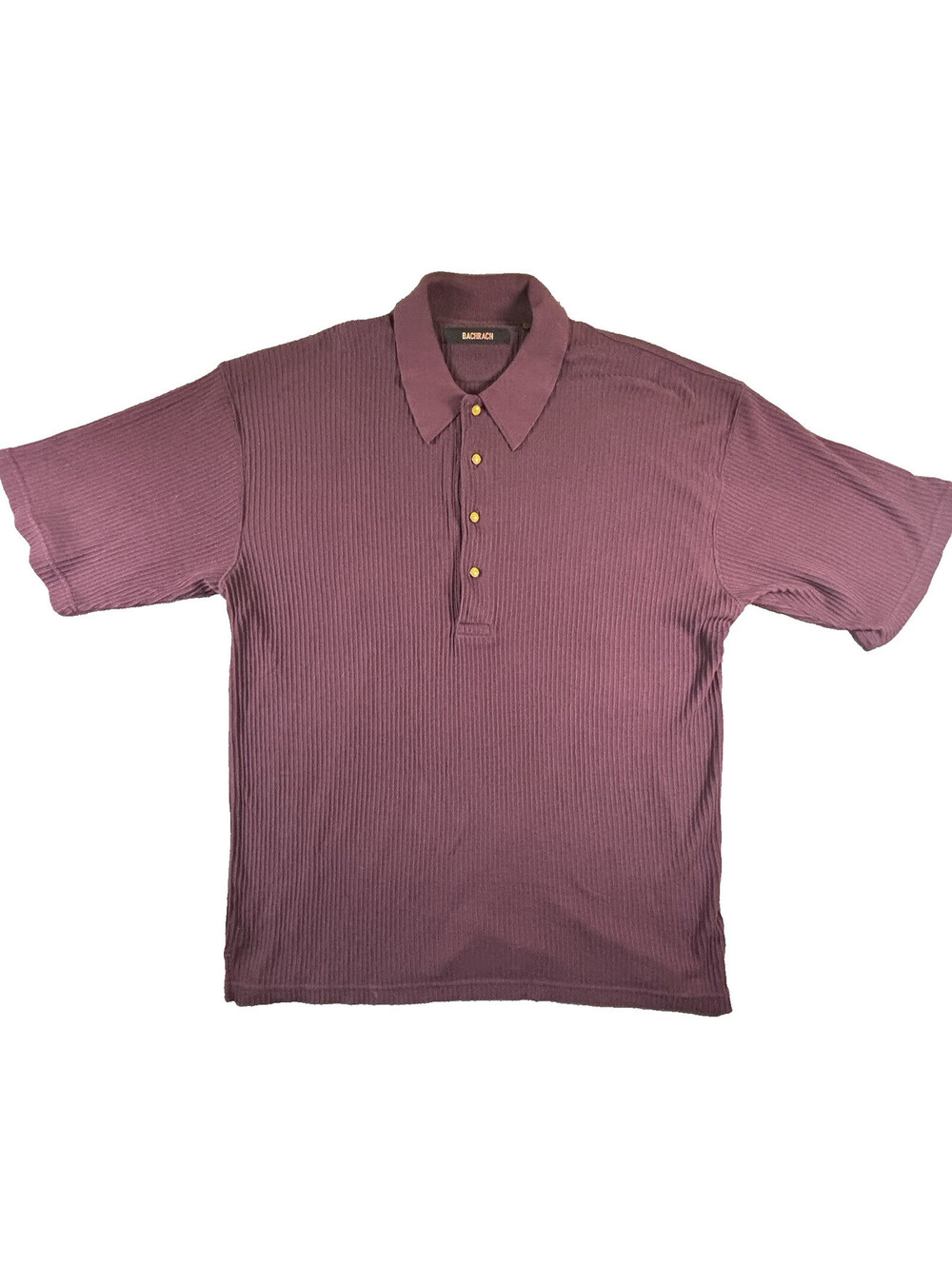 Bachrach Men's 100% Cotton Ribbed Knit Polo Shirt Short Sleeve Burgundy L